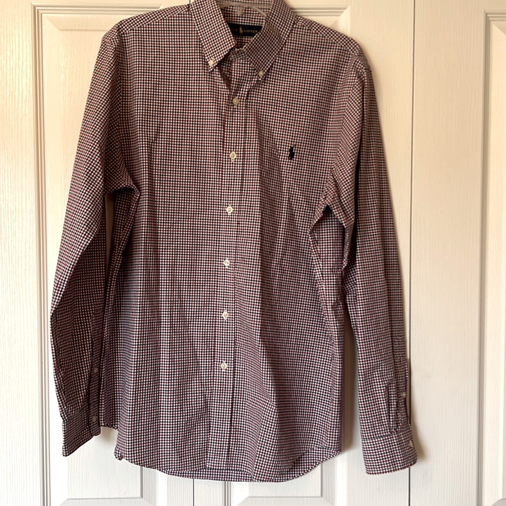 Polo Ralph Lauren Men Long Sleeve Red n Blue Plaid Shirt Size Medium